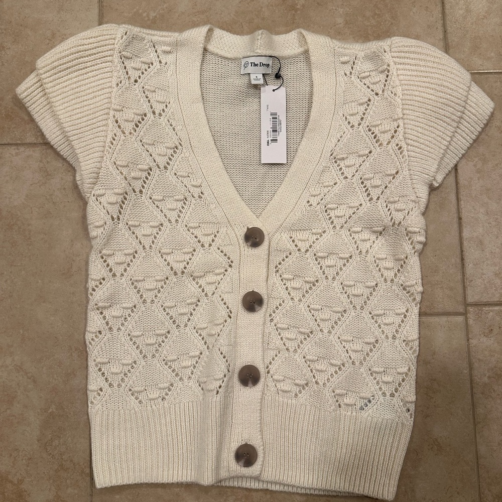 The Drop Women's Cream Short Sleeve Cardigan